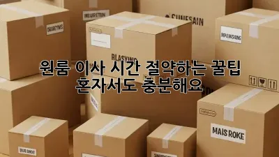 원룸 이사, 시간 절약하는 꿀팁! 혼자서도 충분해요!